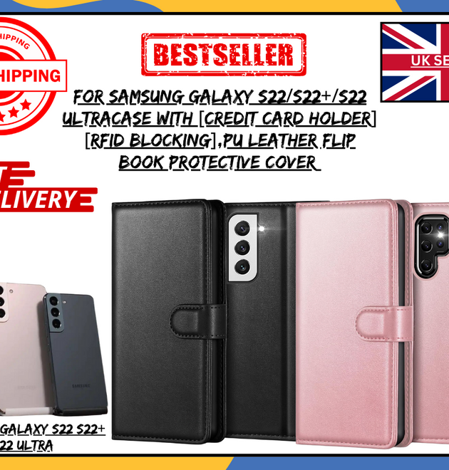 PU Leather Wallet Case for Samsung Galaxy S22/S22+/S22 Ultra Flip Cover UK