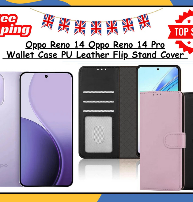Oppo Reno 14 / Pro Leather Wallet Case Flip Magnetic Stand Card Holder Cover UK
