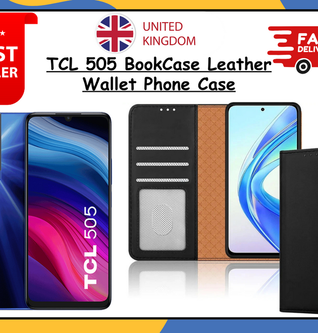 TCL 505 Wallet Case PU Retro Leather Flip Cover Card Holder Stand Magnetic UK