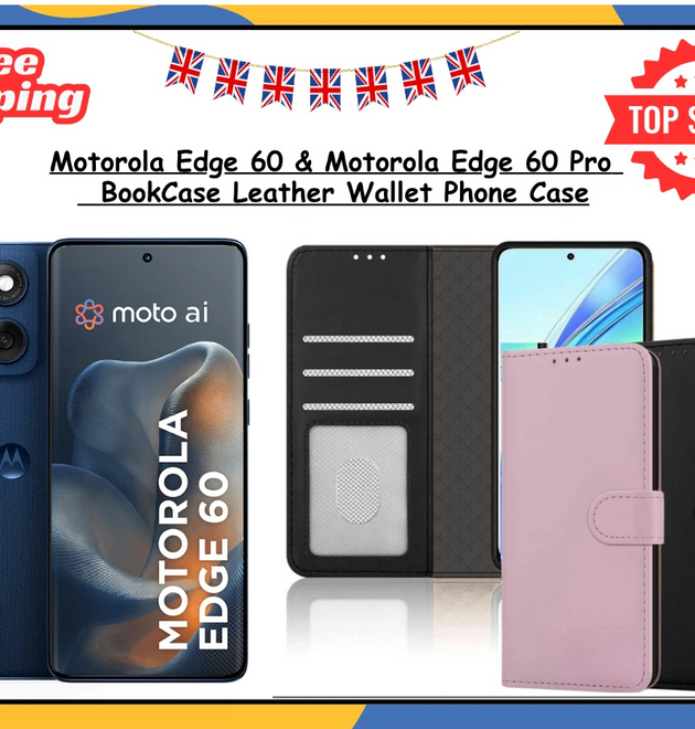 Motorola Edge 60 / Edge 60 Pro Wallet Case PU Leather Flip Stand Phone Cover UK