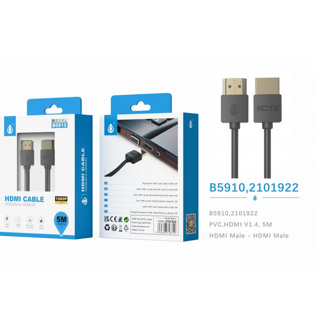 B5910 HDMI HDTV 4K Cable 1080P, 5M, Black