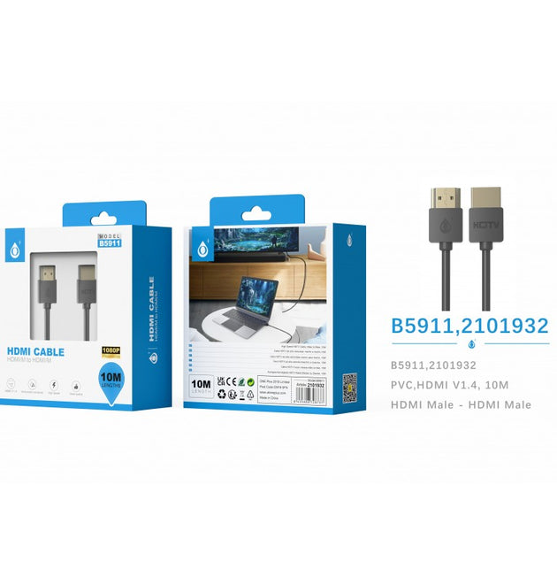 B5911 HDMI HDTV 4K Cable 1080P, 10M, Black